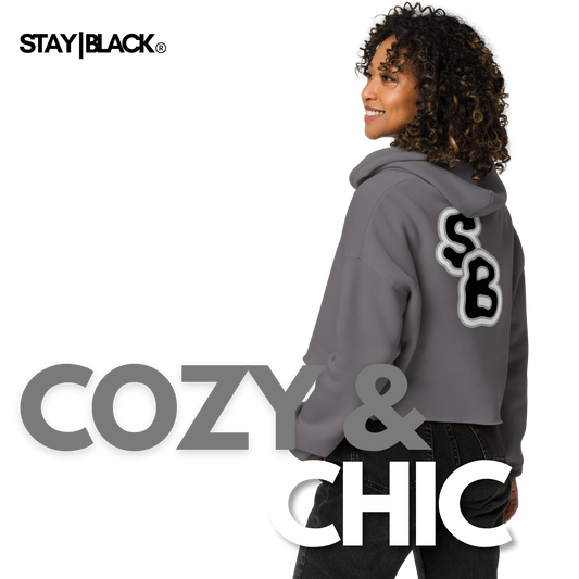 Stay|Black Embroidered Cozy & Chic Women's Cropped Hoodie